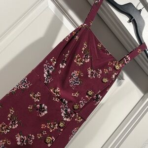 Xhilaration Burgundy Floral Midi Dress